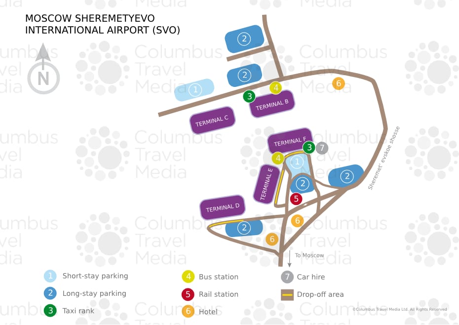 シェレメーチエヴォ空港とターミナルの地図（SVO）