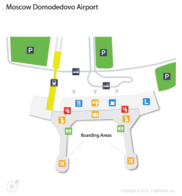 ドモジェドヴォ空港とターミナルの地図（DME）