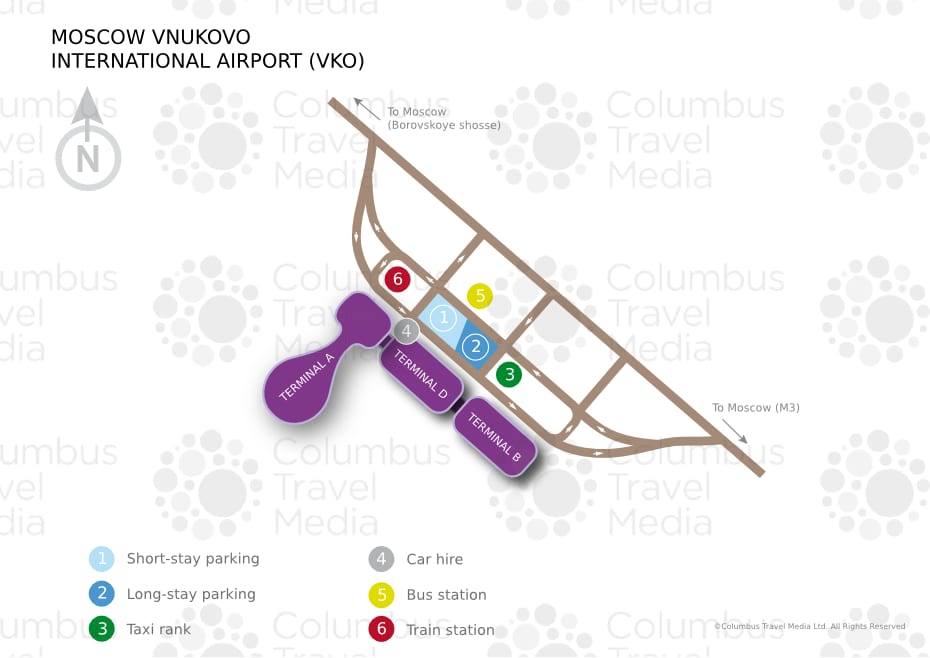 ヴヌーコヴォ空港とターミナルの地図（VKO）